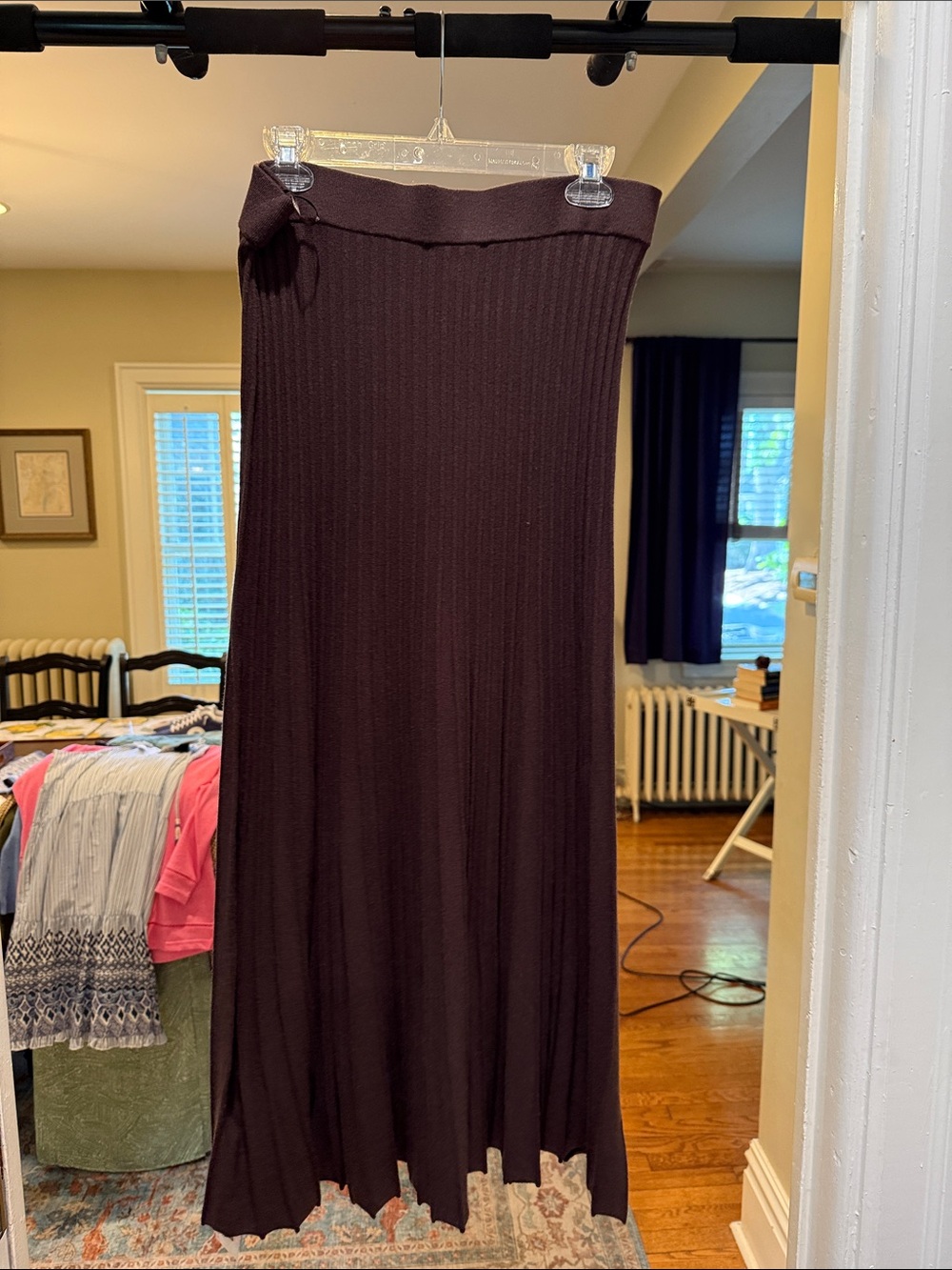 Ribbed Maxi Skirt in Deep Plum
